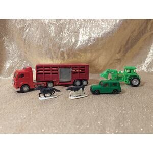 New Ray Play Town Country Life Set Pieces, Truck, Car, Horse Cow Tractor Toys